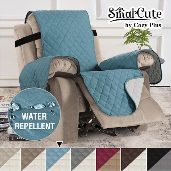 Recliner Chair Covers for Armchairs Recliner Non-Slip Furniture Recliner Covers Stone Blue/Beige