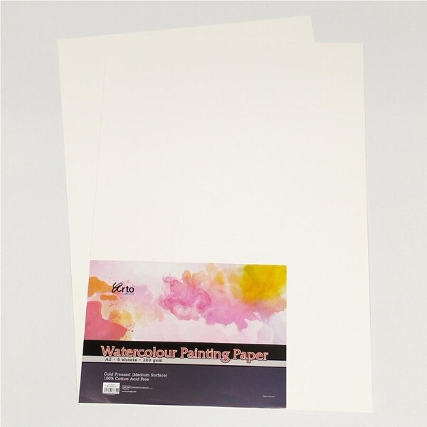 Arto 100% Cotton Watercolour Paper - A2 Cold Pressed 200gsm