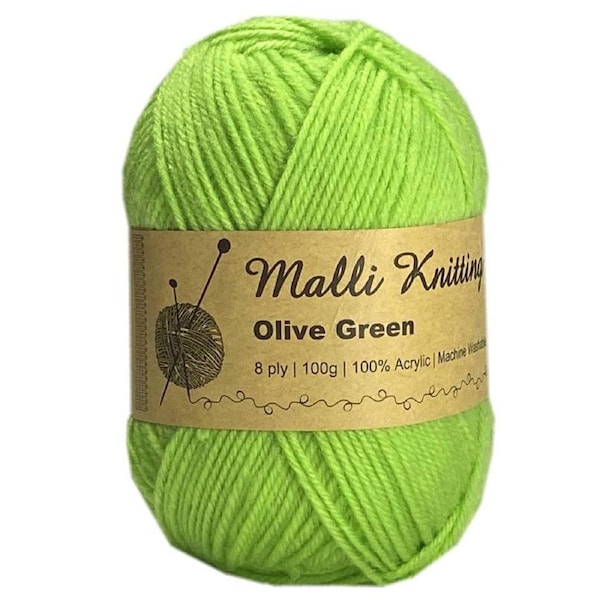 Malli Knitting 100g Acrylic Yarn - Olive Green