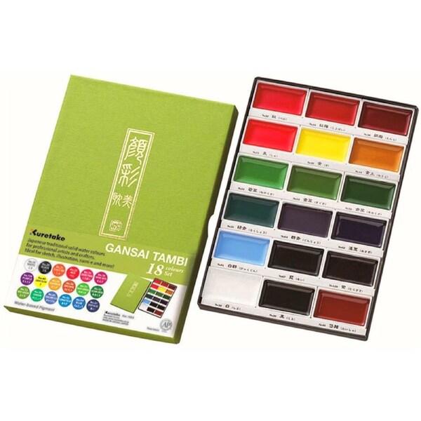 Kuretake Gansai Tambi Watercolour Paint Set - 18 Pans