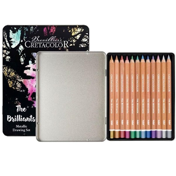 Cretacolor Megacolor Brilliants Metallic Pencil Set (12-Piece Tin)