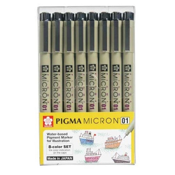 Sakura Pigma Micron Illustration Drawing Pens 01 Set 8pk