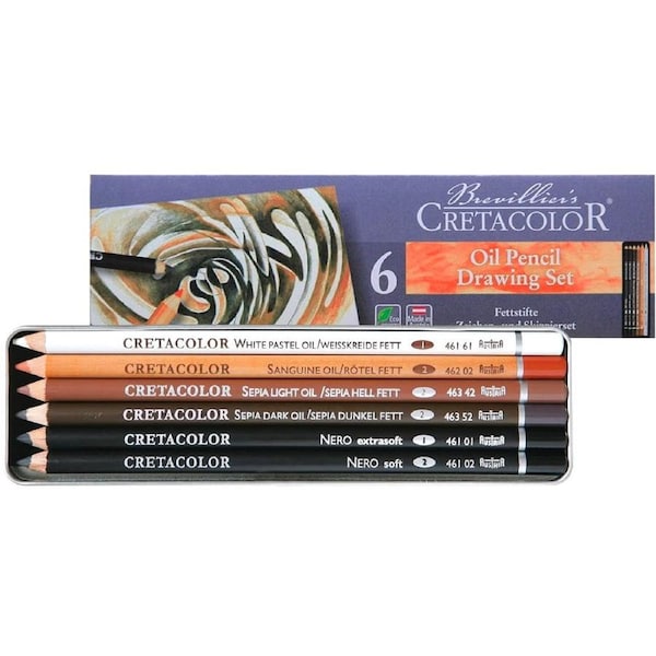 Cretacolor 6pk Artist Oil Pencils Sketching & Drawing Tin Set