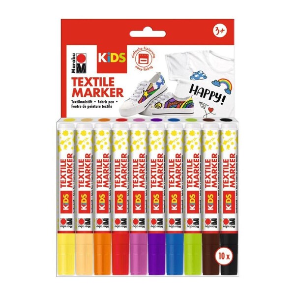 Marabu KiDS Textile Fabric Markers - 10 Pack