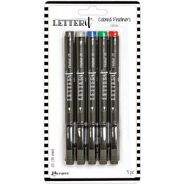 Ranger Letter It Coloured Fineliner Pens Markers Set - Classic 5pk