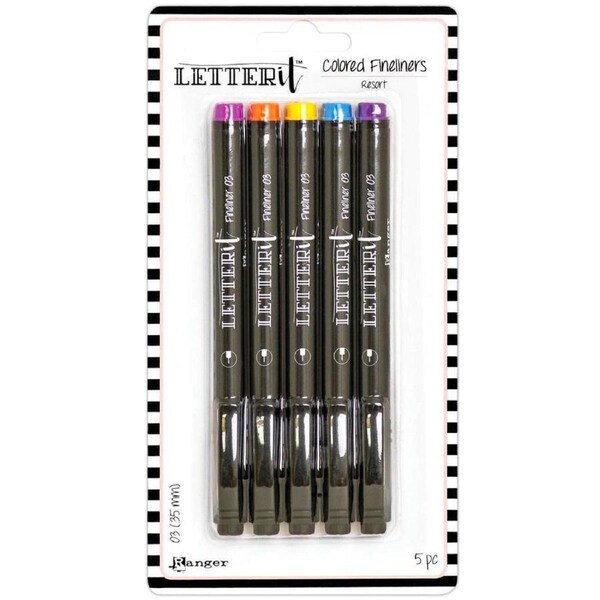 Ranger Letter It Coloured Fineliner Pens Markers Set - Resort 5pk