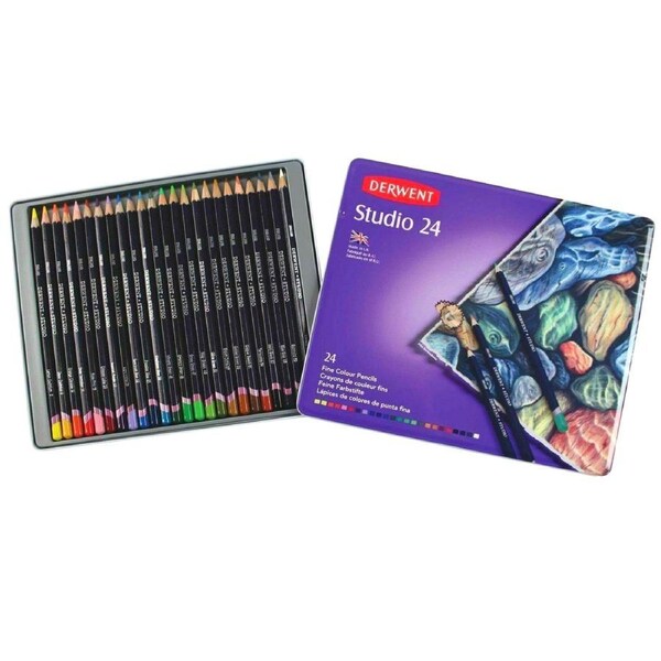Derwent Studio 24 Colouring Pencils Tin Set