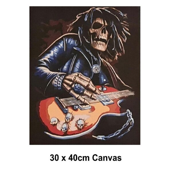 DIY Paint by Numbers Craft Painting Kit 30x40 Canvas Skeleton Rocker