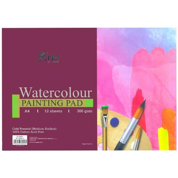 Arto 100% Cotton Watercolour Paper Pad A4 - 300gsm Cold Pressed