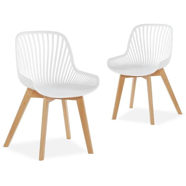 Lilian White Modern Dining Chairs Wooden Legs (set of 2)