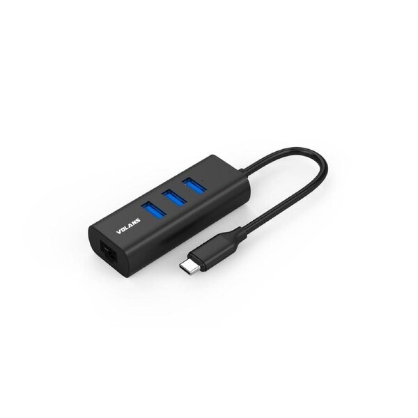 Volans Aluminium USB-C (Gen 2) to 3-Port Hub & Gigabit Ethernet Adapter [VL-HJ45-C2]