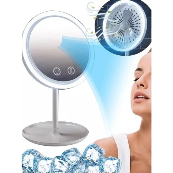 LED MakeUp Mirror USB Charging With Inbuilt Fan