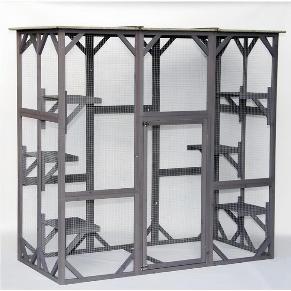 YES4PETS XXL Pet Cat Bird Shelter Condo with Escape Door Wooden Kitten Cage House