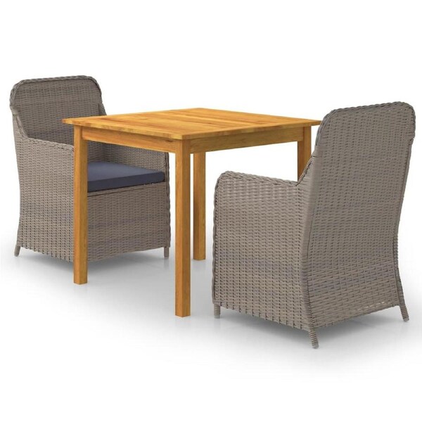 3 Piece Garden Dining Set Brown vidaXL