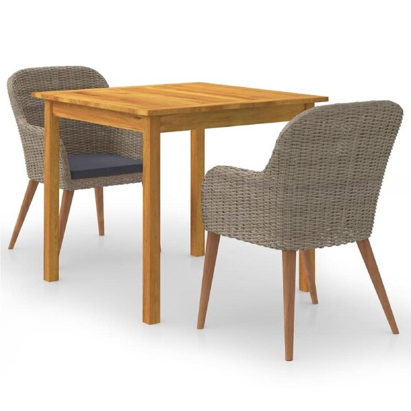 3 Piece Garden Dining Set Brown vidaXL
