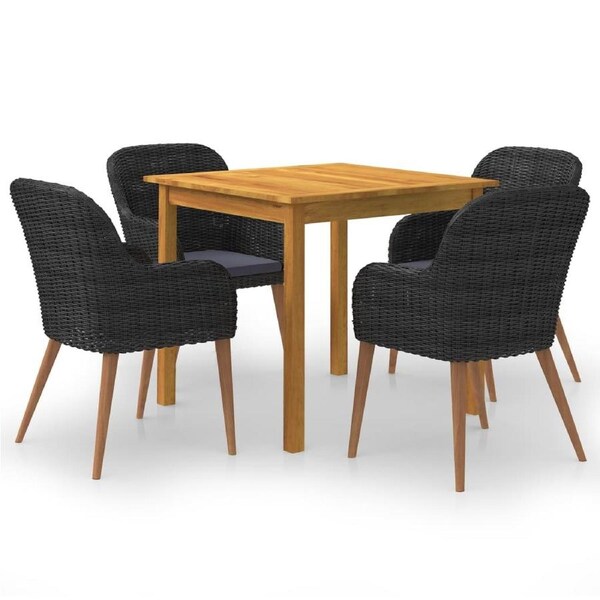 5 Piece Garden Dining Set Black vidaXL