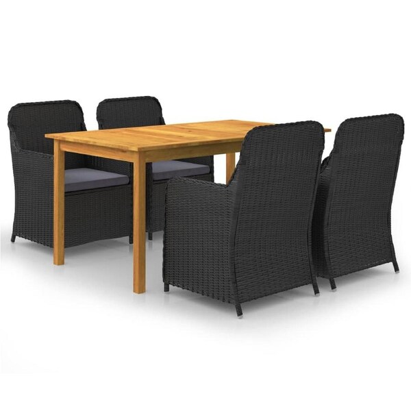5 Piece Garden Dining Set Black vidaXL