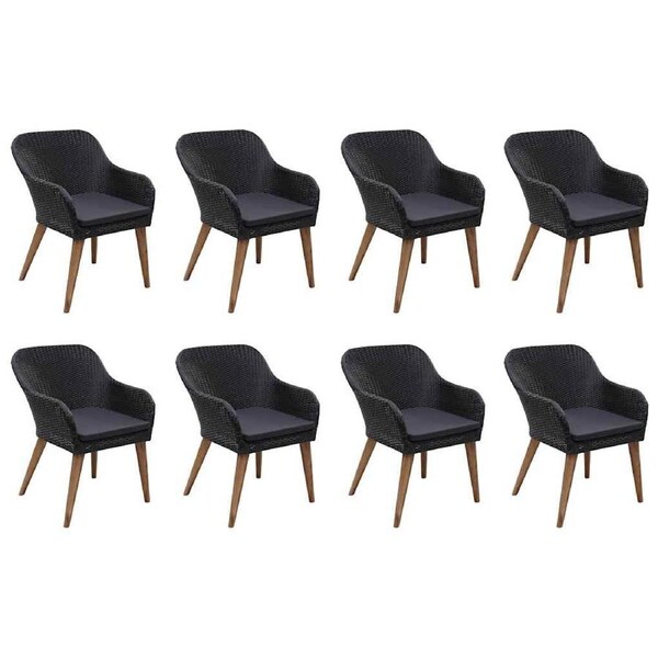 9 Piece Garden Dining Set Black vidaXL