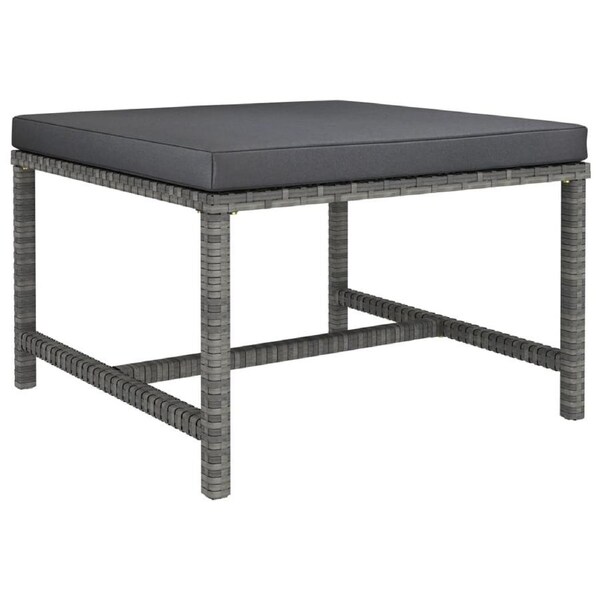Sectional Footrest with Cushion Grey Poly Rattan vidaXL