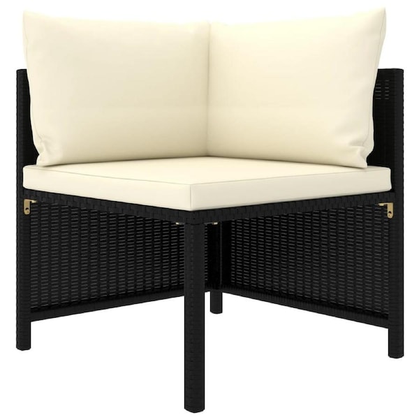 Sectional Corner Sofa with Cushions Black Poly Rattan vidaXL