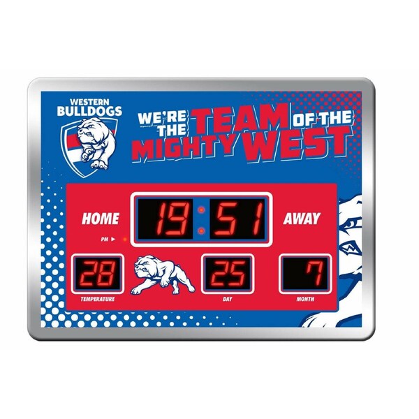 AFL LED Scoreboard Clock - Western Bulldogs - 45x33cm - Time Temp Date