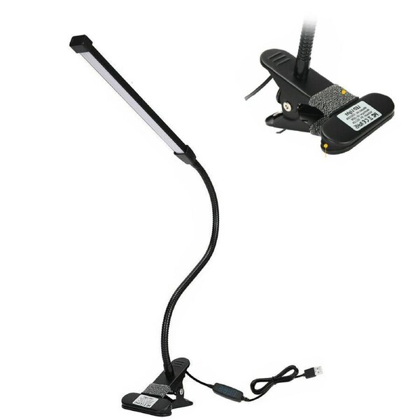 Clip On Desk Lamp Reading Table Light Bedside Night Led Eye Care USB Dimmable