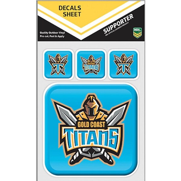 NRL App Stricker Decal Set - Gold Coast Titans - 13x13CM Large 4x4CM Small