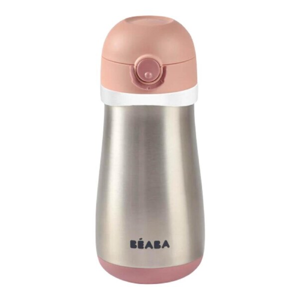 Beaba Stainless Steel Spout Bottle 350ml - Vintage Pink