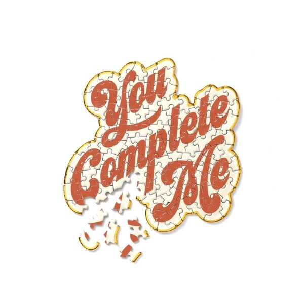 Galison You Complete Me 100 Piece Mini Shaped Puzzle by Brass Monkey