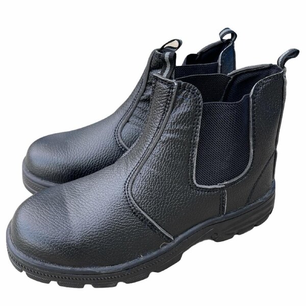 Steel Toe Cap Chelsea Boots Safety Elastic Sided Shoes Work Workwear - Black Euro 38
