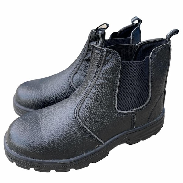 Steel Toe Cap Chelsea Boots Safety Elastic Sided Shoes Work Workwear - Black Euro 40