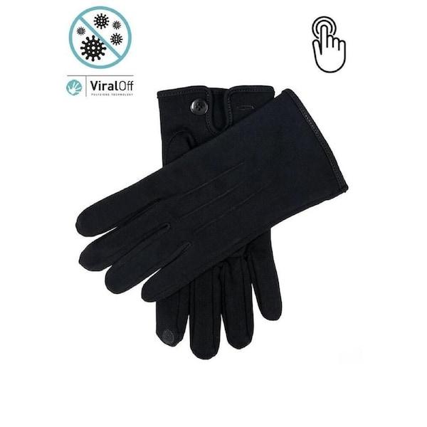 Dents Mens Viral Off Touchscreen Cotton Gloves Anti Viral - Black X-Large