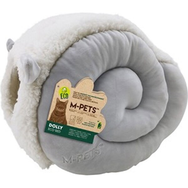 M-Pets Dolly Eco Cat/Dog Enclosed Dome Bed Soft Plush Rest Cushion House Grey