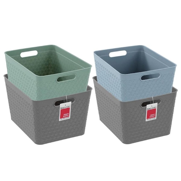 4x Boxsweden Trinity 24cm Basket Home Organiser Storage/Container w/Handle Asst