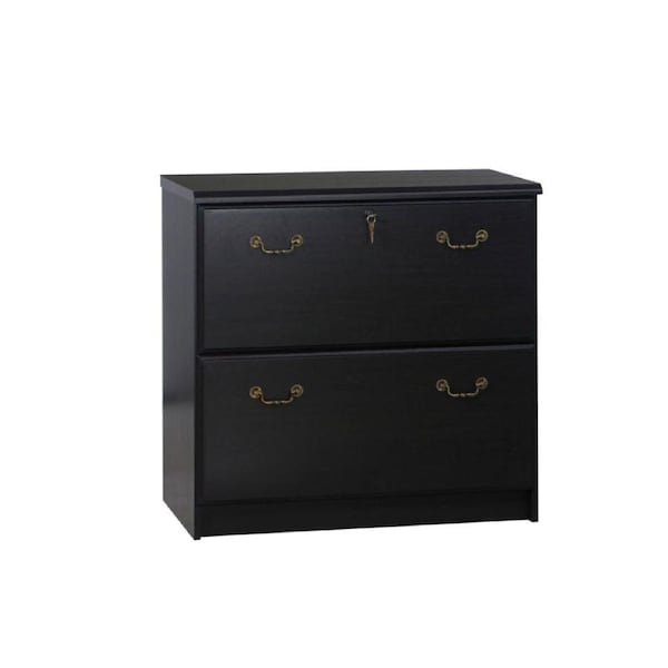 Maestro Furniture Norwich Modern Wooden 2-Drawer Lateral Filing Cabinet Storage - Black Oak