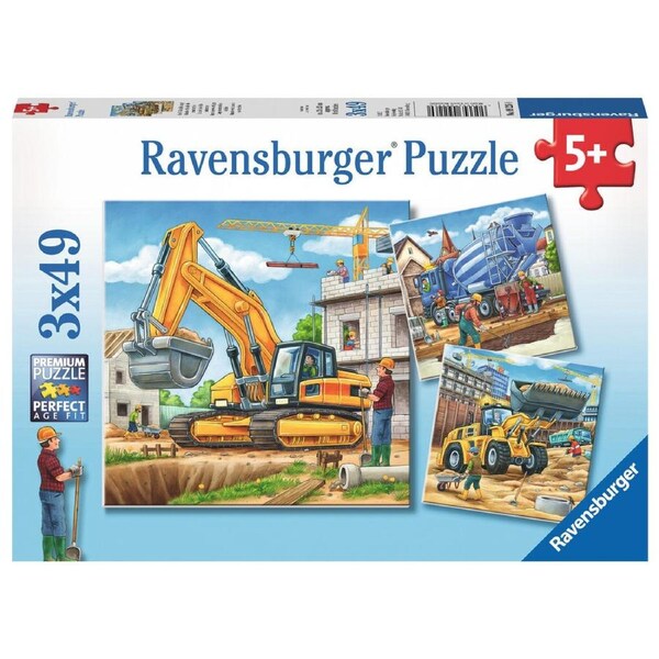 Ravensburger - Construction Vehicle Puzzles 3 x 49 Piece