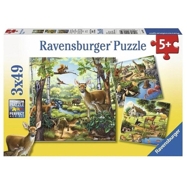 Ravensburger - Forest Zoo & Pets Puzzle 3x49 Piece