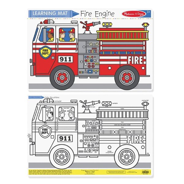 Melissa & Doug fire engine colour-a-mat