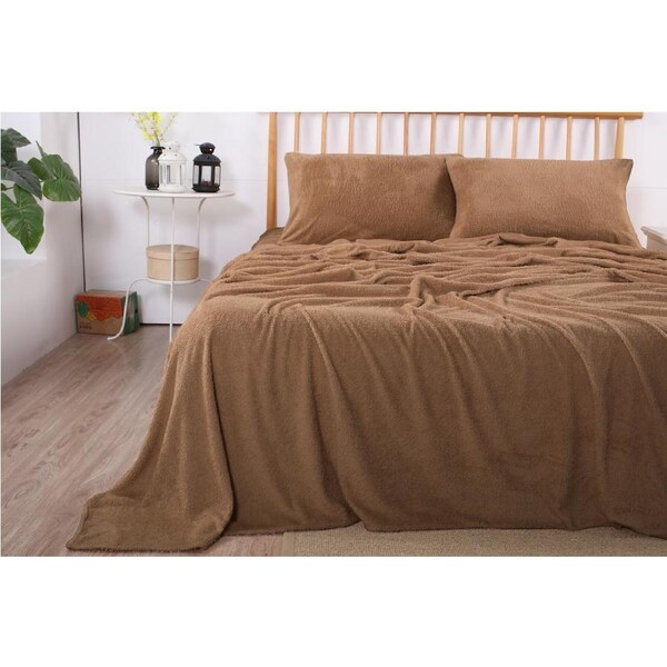 Ramesses Teddy Fleece Sheet Set Double / Camel