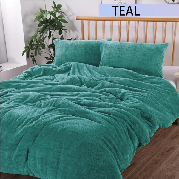 Ramesses Teddy Fleece Duvet Cover Set Double / Teal