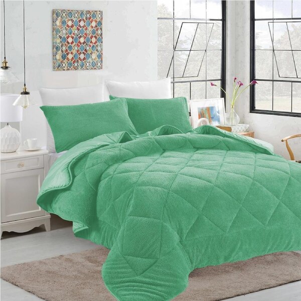 Ramesses Teddy Fleece Comforter Set Queen / Charcoal