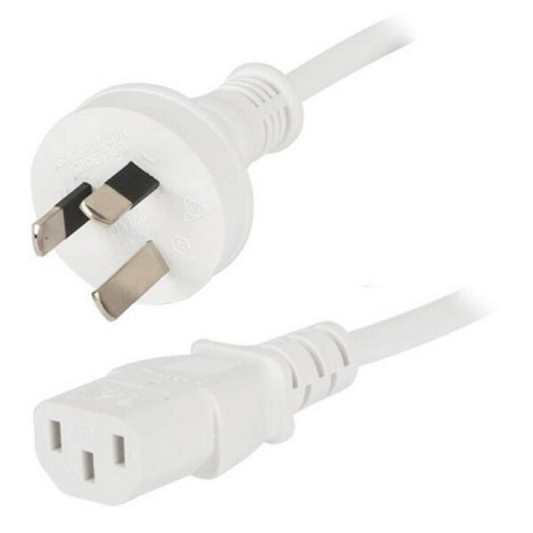 1.8m White C13 IEC Power Cable Female Socket to 240V Mains Plug