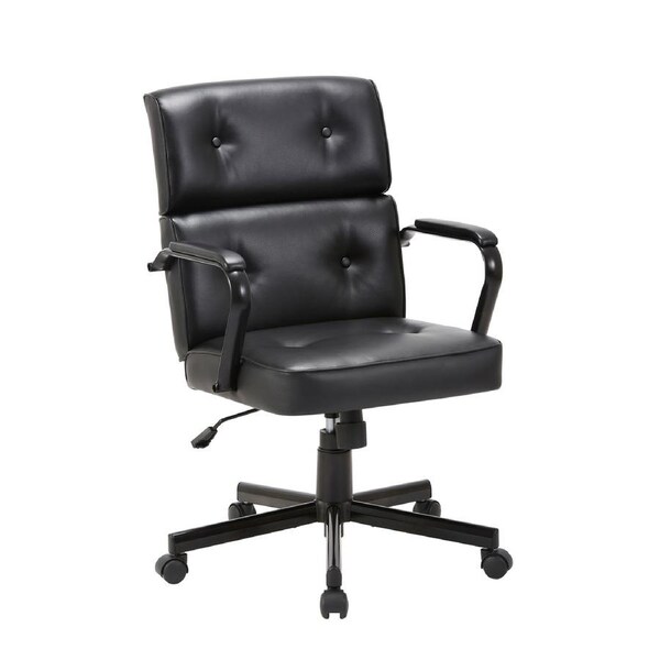 Beverly Tufted Velvet PU Leather Home Office Chair (Black)