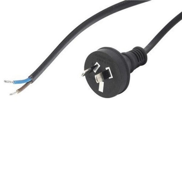 2 Pin Plug Mains Cord with Bare Wire end 3M