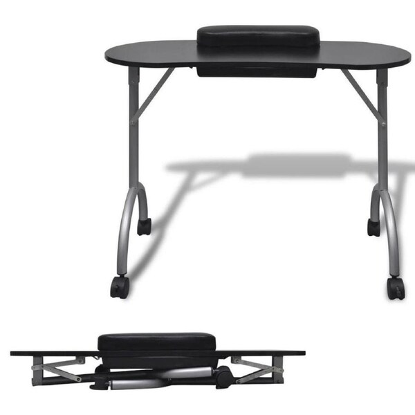 Professional Portable Salon Folding Manicure Nail Table w/ Drawer and Carry Bag