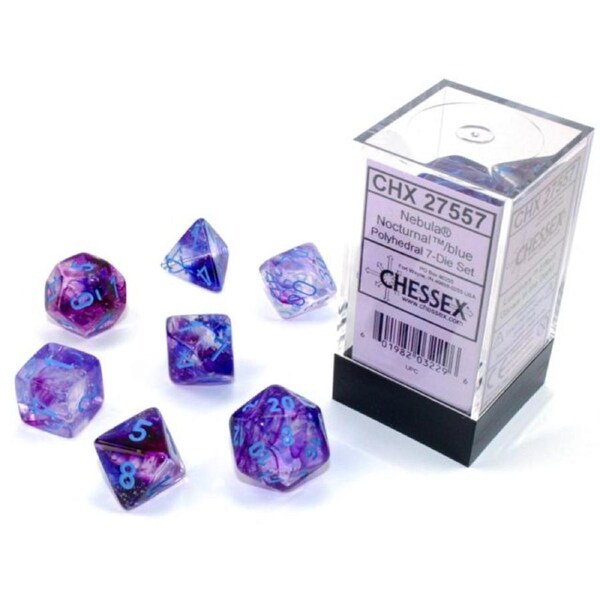 CHX 27557 Nebula Polyhedral Nocturnal/Blue Luminary 7-Die Set