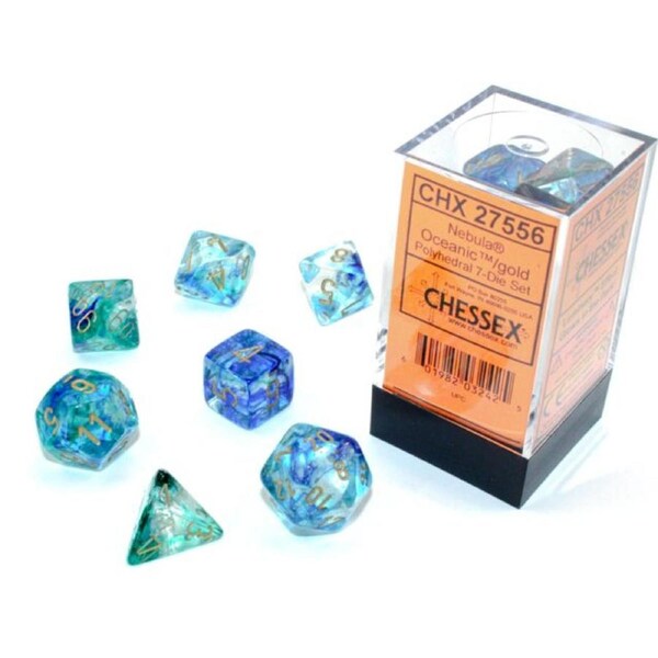 CHX 27556 Nebula Polyhedral Oceanic/Gold Luminary 7-Die Set
