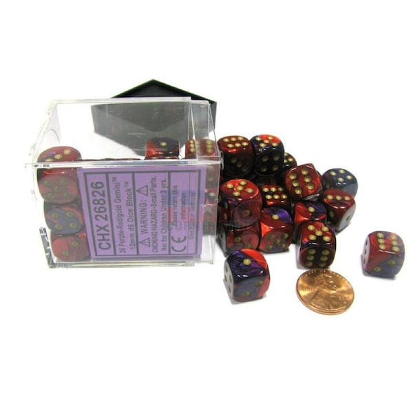 CHX 26826 Gemini 12mm d6 Purple-Red/Gold Block (36)