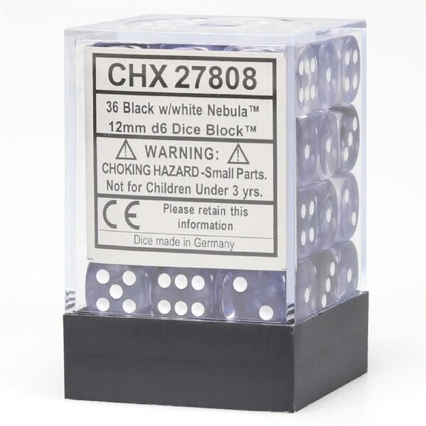 CHX 27808 Nebula 12mm d6 Black/White Block (36)