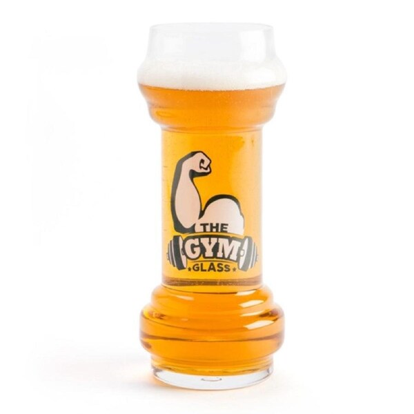Gym Class Dumbbell Shaped Glas